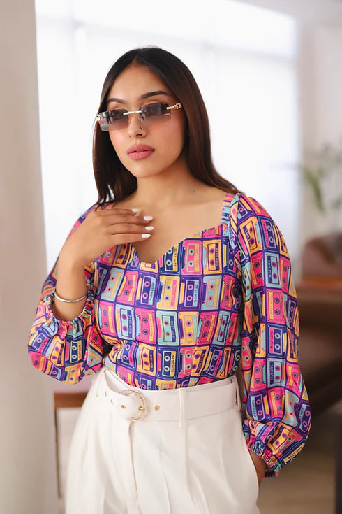 Kate Abstract Coord With White Trousers